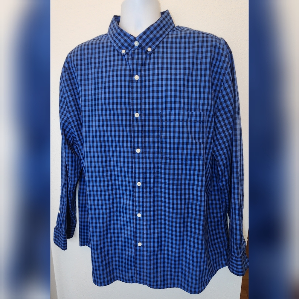 RYE BY HAWKER Shirt MEN XXL Blue Black Checker Regular Fit Button Up Lon…
